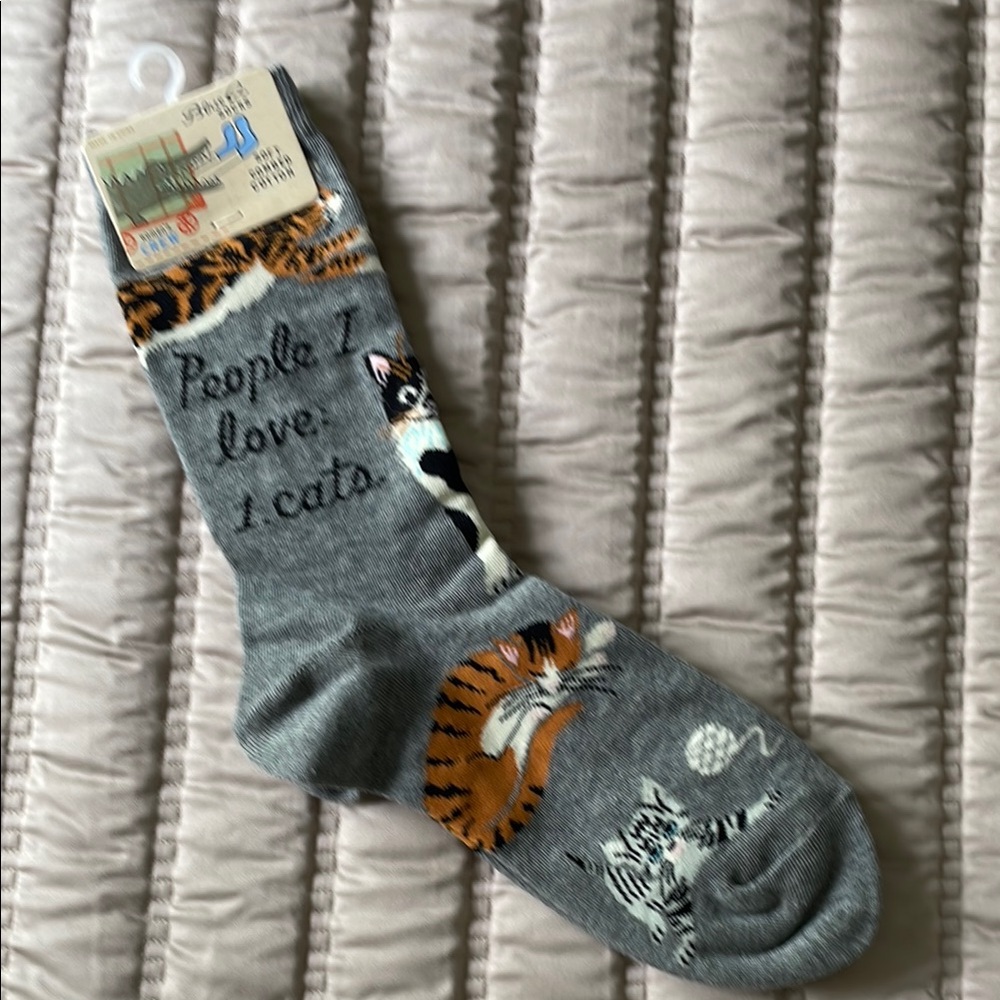 Blue Q Gray Cat Lover Socks